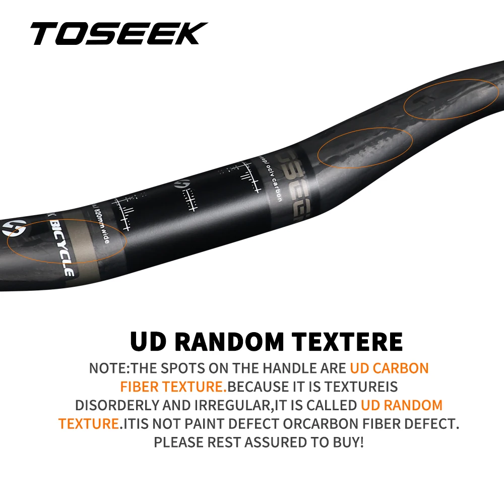 TOSEEK Bicycle Handlebar Carbon AM DH MTB Handlebar 820mm Off-road Extension Swallow Shaped Handlebar 31.8mm Bicycle Parts