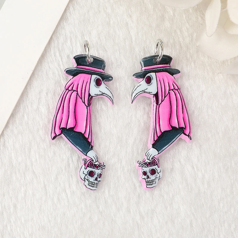 10Pcs Pastel Goth Halloween Ghost Pumpkin Blade Charms Spooky Creative Acrylic Pendant For Earring Necklace Diy Making