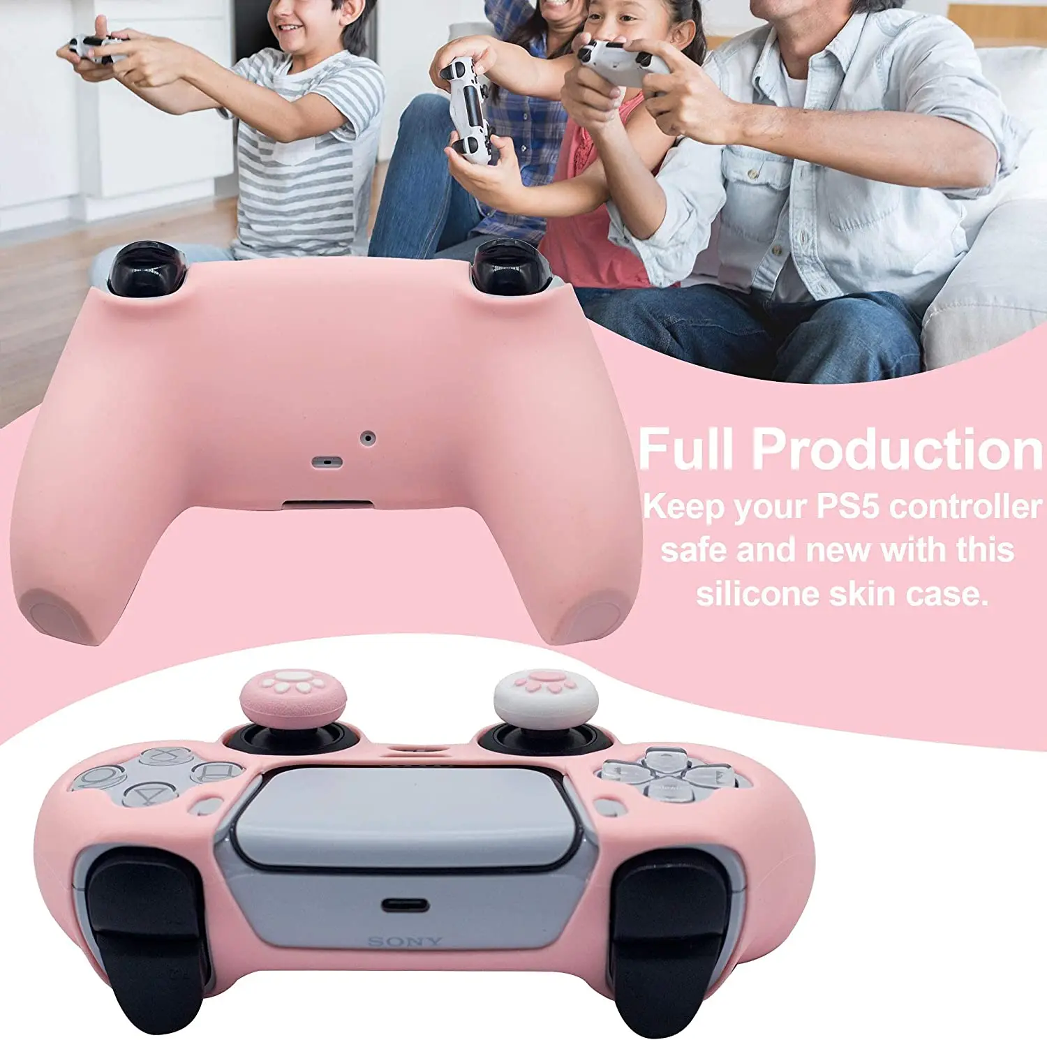Anti-Slip Silikon Schutz Gummi Fall Nette Kawaii Zubehör Joystick Haut Grip Abdeckung mit 2 Daumen Kappe Für PS5 controller