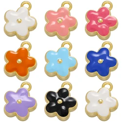 ZHUKOU Enamel Flower Pendant Cute Dripping Oil Small charms for Women DIY Handmade Earrings Jewelry Accessories Wholesale VD970