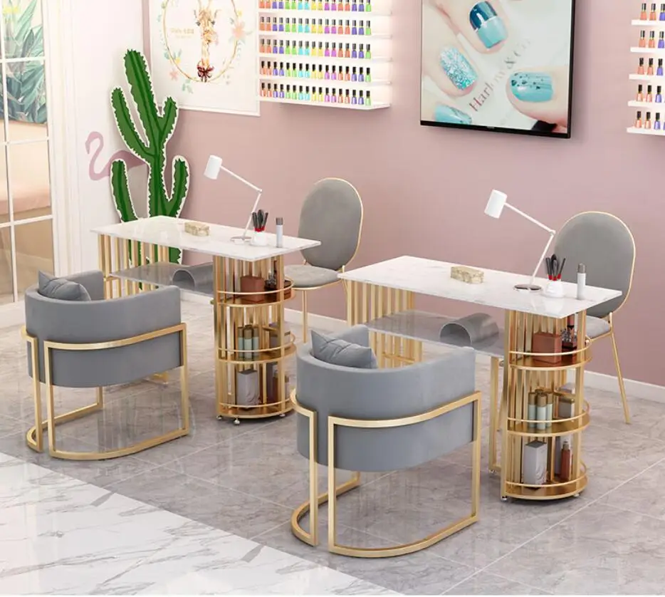 High End Licht Luxe Manicure Tafel Netto Rode Dubbele Marmeren Tafel