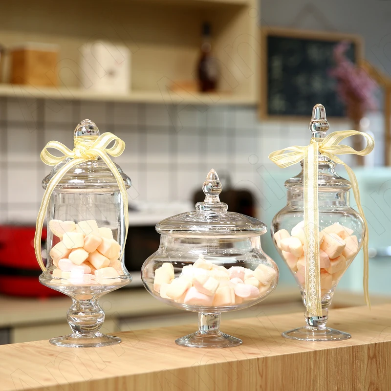 

Simplicity Glass Storage Jars with Lid Wedding Decorative Candy Jar Living Room Desktop Snacks Organizer Home Decoration Modern