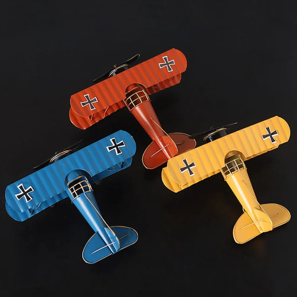 Vintage Iron Metal Plane Aircraft Models Handicraft for Photo Props Kids Home Decor Ornament Desktop Decoration(Red)