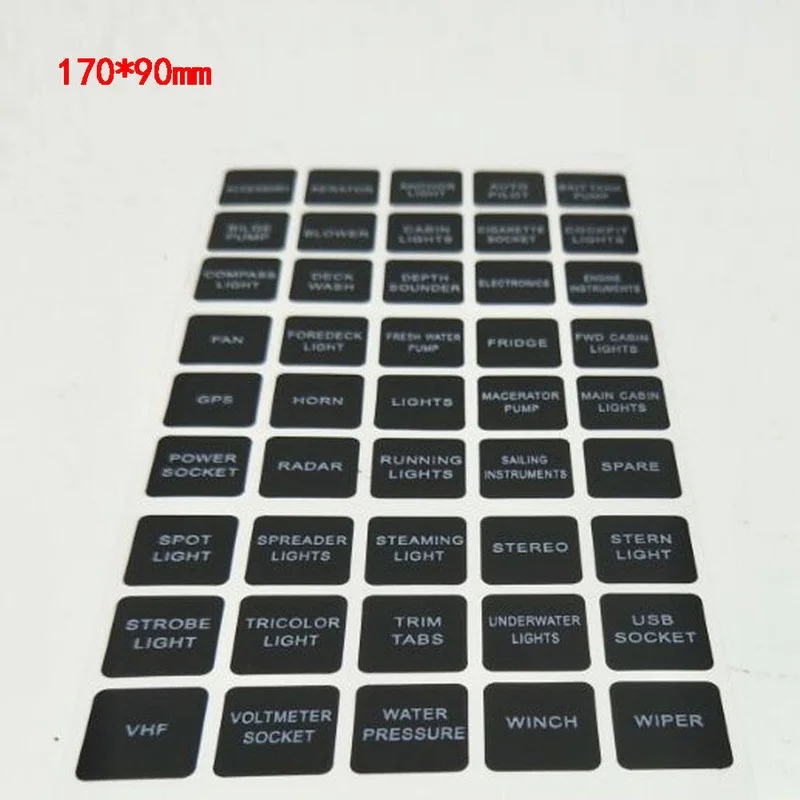 

45 Sticker Rocker Switch Label Decal Circuit Fuse Panel Sticker for Marine Boat Instrument Switches Relays Black Interior Parts