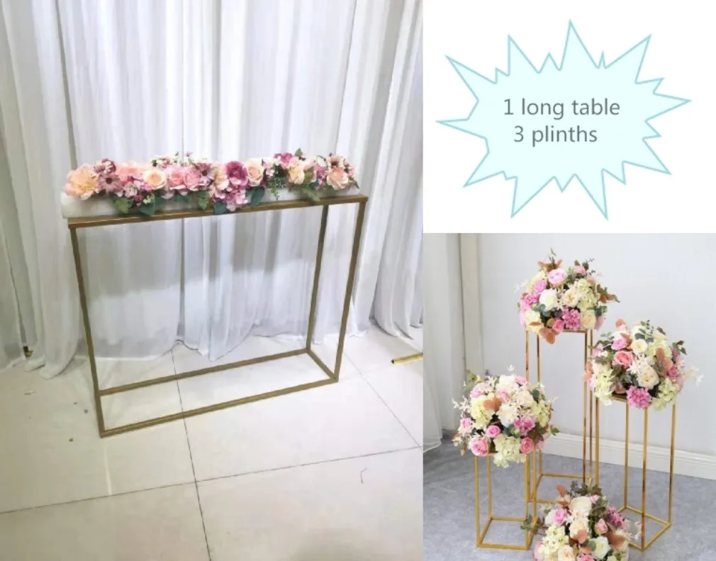 

4 Pieces Outdoor Lawn Flower Centerpieces Table Display With Pillar Plinths Backdrops For Flora Cake Dessert Decor DIY Rack