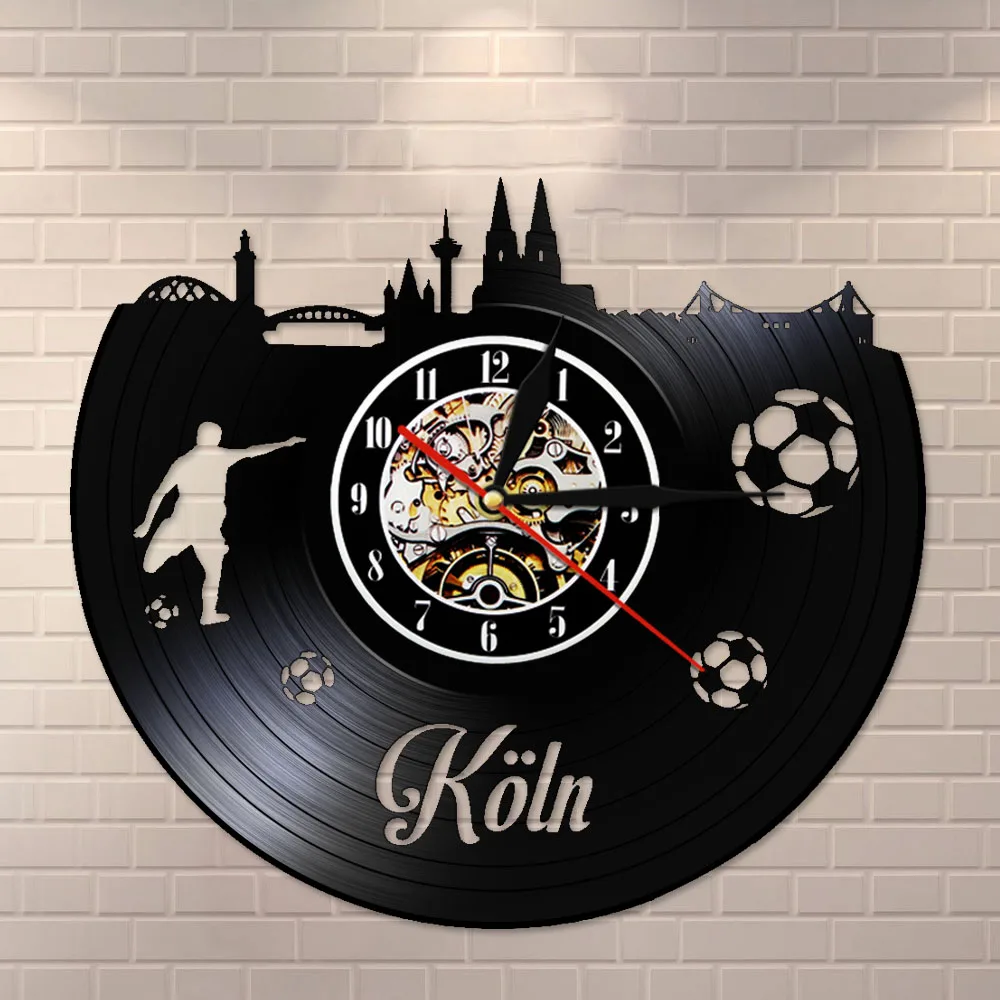 Kӧln Skyline Vintage Vinyl Record Wall Clock Cologne Cityscape Scenery Wall Watch Silent Non ticking Germany Traveling Gift