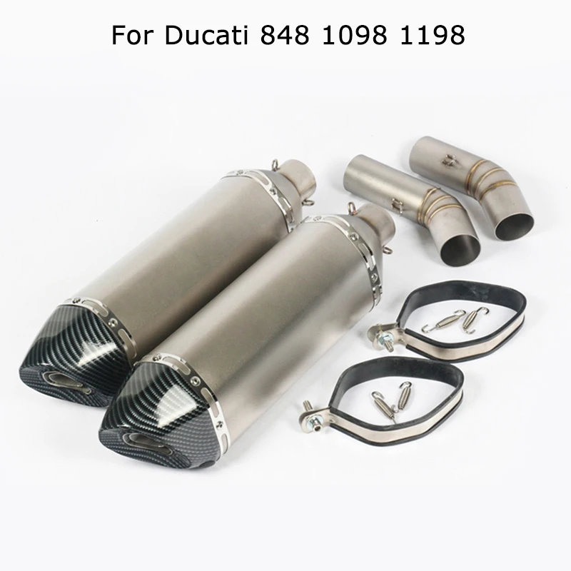 

For Ducati 848 1098 1198 Motorcycle System Middle Connect Pipe Exhaust Muffler Tips with DB Killer Stainless Steel Carbon Fiber