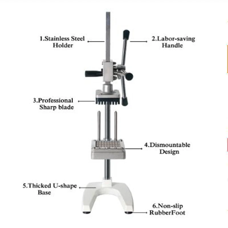 Vertical Manual French Fries Cutting Machine Potato Vegetable Cutter Commercial Kitchen Potato Chipper Accessories