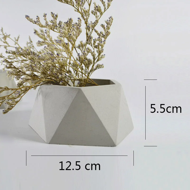 Concrete Silicone Mold Handmade Geometry Planter Cement Mould for Garden Bonsai Decoration Forms