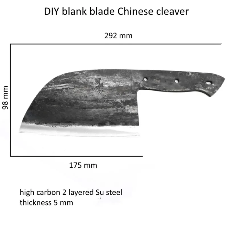 Handmade Forged Chef Knife Clad Steel Forged Chinese Cleaver DIY Blank Blade Kitchen Knives Meat Vegetables Slicing Cooking Tool