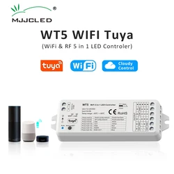 Controlador LED 5 en 1, atenuador CCT, RGB, RGBW, RGBWW, RGBCCT, tira Smart Life, Wifi, 2,4G, RF, control remoto inalámbrico, 12V, 24V, WT5