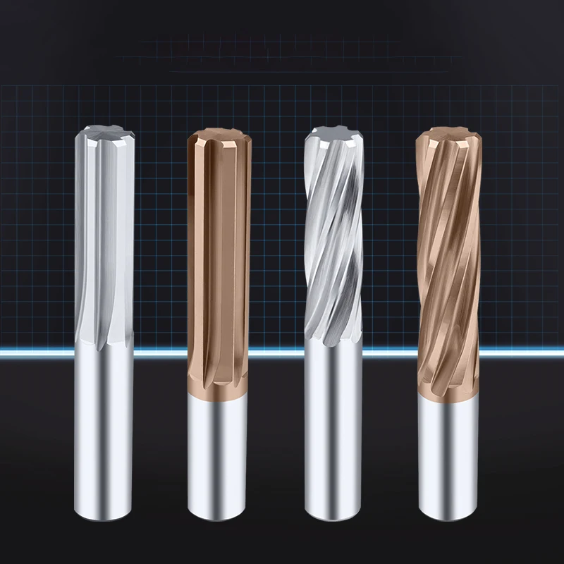 BEYOND 초경 척 리머 코팅 HRC55 H7 나선형 또는 스트레이트 플루트 리머 텅스텐 강 CNC 커터 2mm 3mm 4mm 6mm 4 6F
