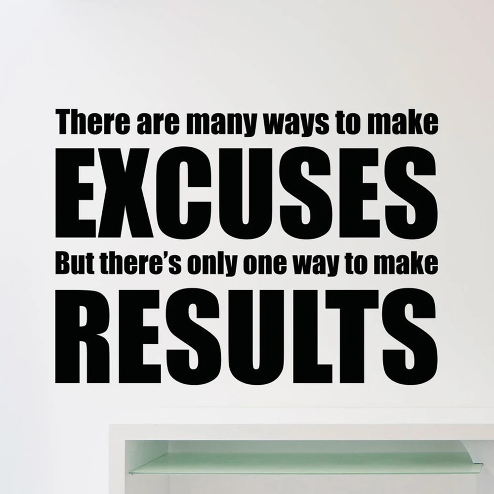 Gym Wall Decal Excuses Results Fitness Motivation Quote Vinyl Sticker Crossfit Sport Poster Inspirational Art Decor Mural P791