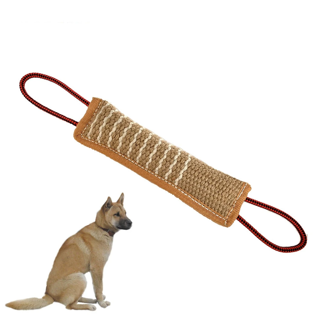 

1PC Dog Bite Tug Bite-Resistant Pet Chew Toy Portable Jute Puppy Teething Toy Dog Pull Toy Pet Teeth Cleaning Supply Pet Toy