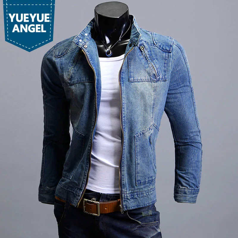 

Manteau Homme Fashion Men's Jeans Jackets Zipper Jacket Coat Man Aqueta Motoqueiro Harajuku Denim Male Coat Plus Size