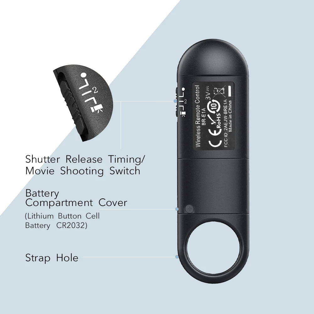 BR-E1 Wireless Remote Control Shutter Release for Canon EOS R5II R50 R8 R6II RP 850D 6DII 90D 77D 800D 200DII M200 M50II G7XIII