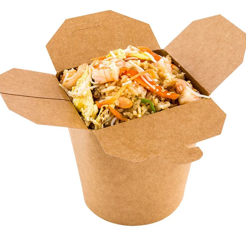 10 Pieces x Home Restaurant Party Catering Supplies Kraft Paper Noodle Take Out Food Box - 750ml/26oz Containers