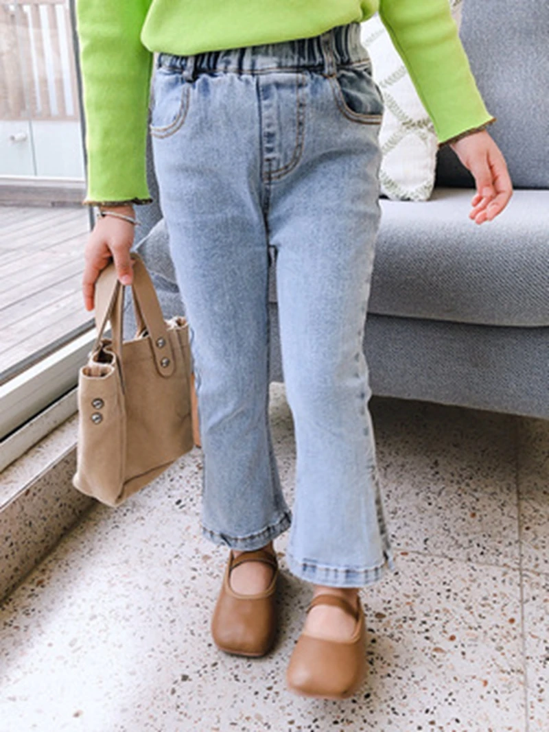 Powerful Walking Supermodel! Girls' Jeans 2023 Spring New Slim Stretch Bootcut Pants Kids Trousers Drop Ship Factory Wholesale