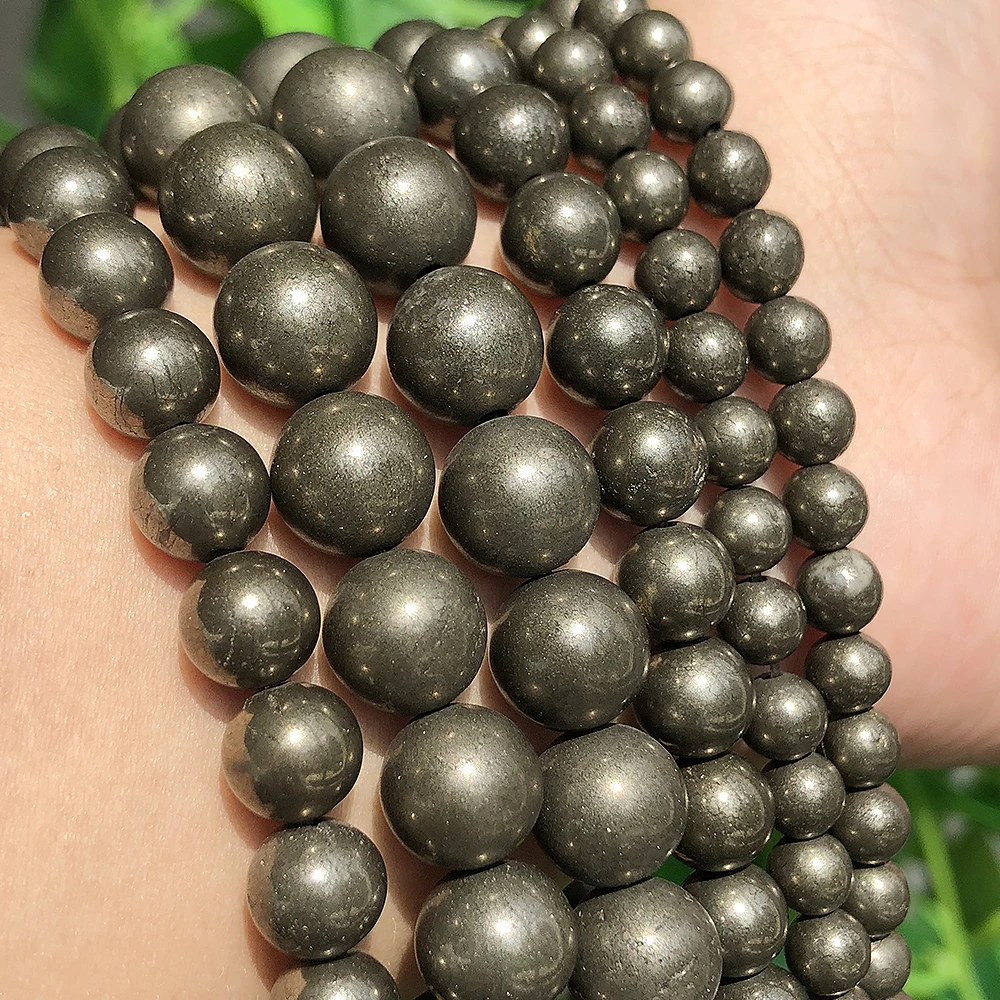 Natural Stone Beads Iron Pyrite Round Loose Beads For Jewelry Making 16\