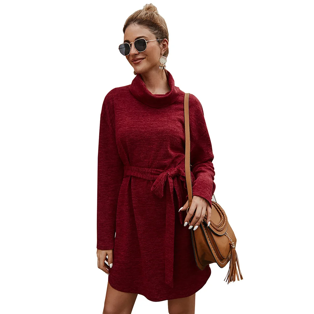 Ladies Short Black Casual Woman Long Sleeve Sweater Dress Design Womens Knitted Autumn Winter Fashion Free Shipping Plus Size