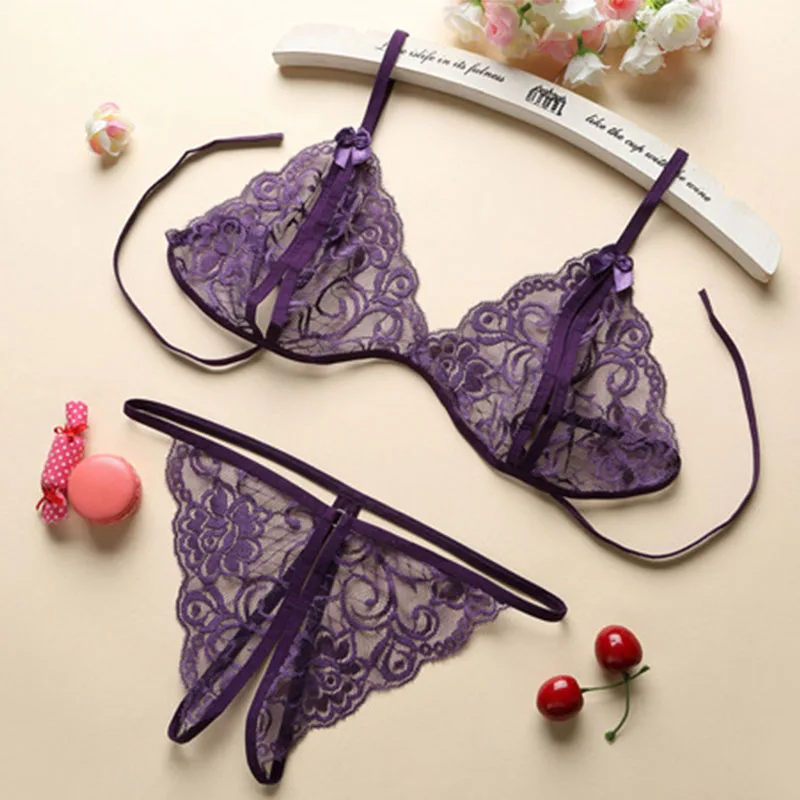 Lencería Sexy porno para mujer, conjunto de lazo sin entrepierna, ropa interior transparente de encaje, ropa Sexy caliente, Bikinis eróticos,