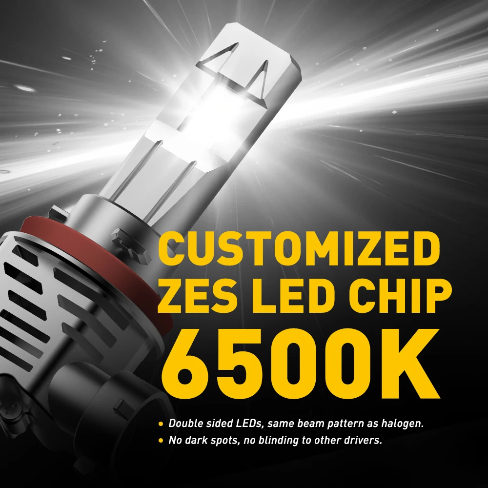 AUXITO Mini H4 Led H7 H11 ZES 6500K 12000LM 60W 9003 H9 H8 LED Bulb HB3 9005 9006 HB4 Car Headlight Bulb WireleAuto Lamp 12V 24V