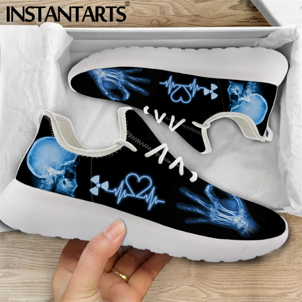 

INSTANTARTS Radiologic Technologist Blue Print Casual Mesh Flats Sneakers Ladies Lightweight Lace Up Footwear Zapatos de Mujer