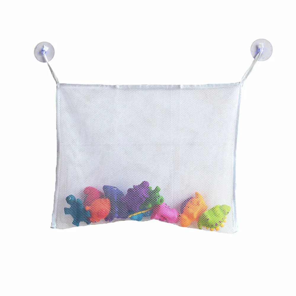 Children Bathroom Mesh Bags Kids Toys Tidy Bag with Net Baby Bath Toy Storage Suction Cup Bag Infant Bathing Hanging Organizer