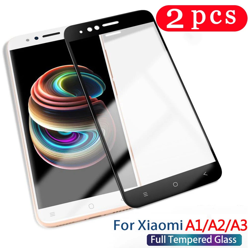 

2Pcs 9D full cover tempered glass for xiaomi mi A2 lite A3 lite protective film phone screen protector smartphone on the glass