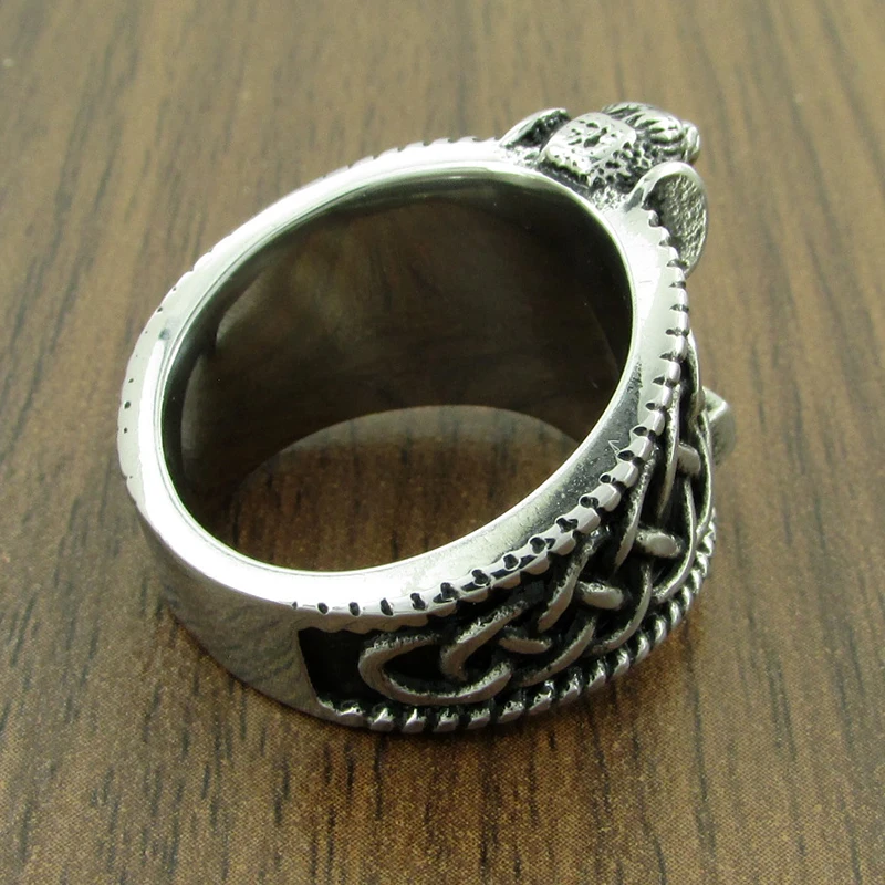 Gothic Silver Color 316L Stainless Steel Viking  Thor Hammer Celtics Knot Ring Men\'s Nordic Lion Mjolnir Rings