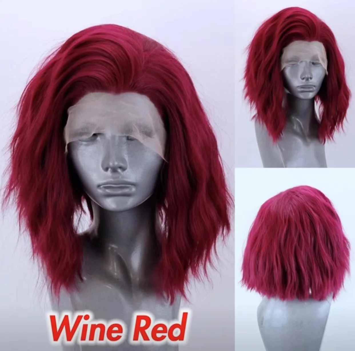 

Bob Wine Red Natural Curly Synthetic Lace Front Wig for Women Glueless Heat Resistant Fiber Glonden Blonde Lace Front Wigs