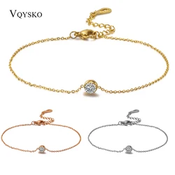 Zircon Bracelet Unique Design Trendy Gold-Color Luxury Clear AAA Cubic Zirconia Jewelry Chain Bracelets Wholesale