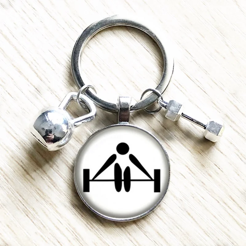 Classic Weightlifting Fitness Pattern Keychain Retro Bodybuilding Keychain Keyring