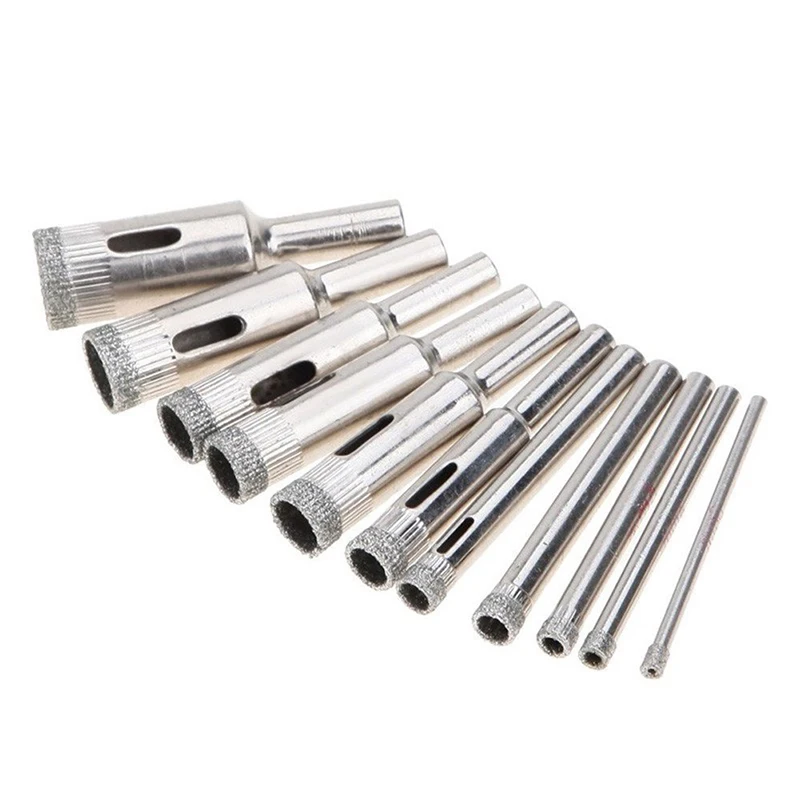 Set 10pcs 4-20mm Diamond Marble Drill Bit Hole Cutter Machine Drill Hole Tool for Ceramic Glass Tile Porcelain Wood Hole Opener