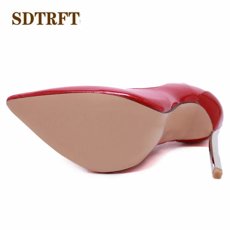 SDTRFT RED women shoes Crossdresser Pointed Toe Pumps 14cm Ultra High Metal thin heel Stiletto Office Lady\'s zapatos de mujer