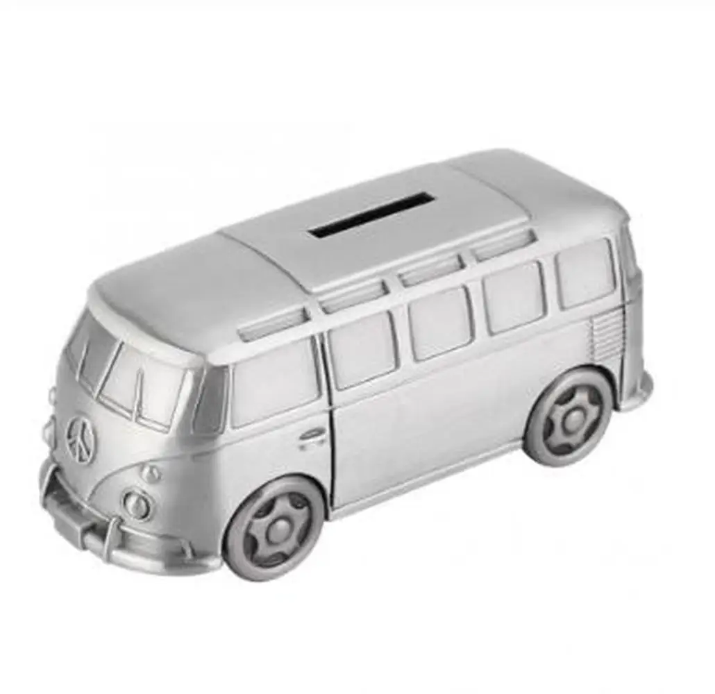 الرجعية المعادن الصبي ديناصور أصبع البنك لعبة سيارة عملة التوفير عيد ميلاد الحرفية هدية حافلة نموذج المال الآمن WF1021