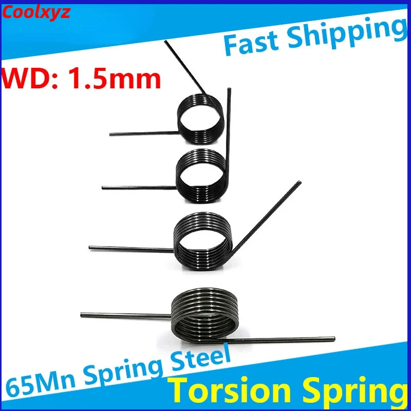 V-Shaped 65Mn Steel Helical Torsion Spring Helicaltorsio Ring Wire Diameter 1.5mm Angle 60 90 120 180 Degrees 10Pieces