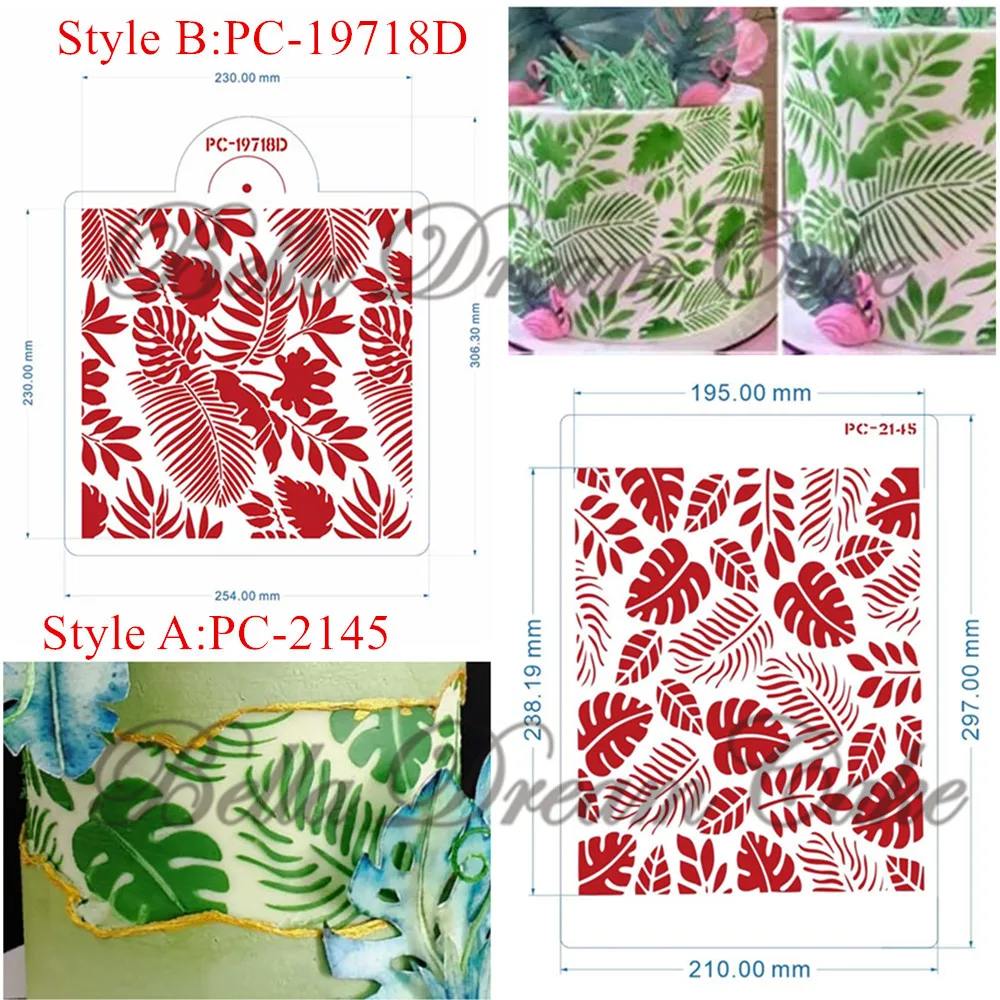 Tropical Palm Leaf Monstera Cake Stencil PET Chocolate Cake Border Template DIY Airbrush Spray Cake Decorating Tools Bakeware