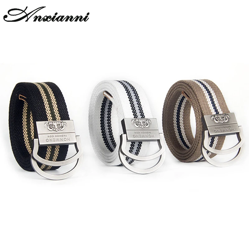 

Anxianni double loop buckle canvas belt men's canvas belt casual teen student jeans belt