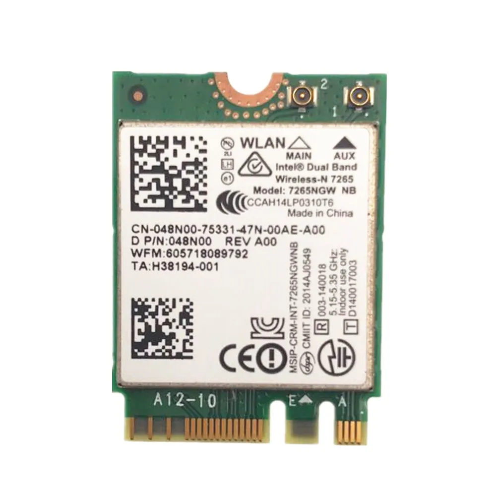 

For Intel Dual band Wireless-N 7265 7265NGW NB 802.11N 2 x 2 WiFi 300Mbps NGFF M.2 card 7265NB 2.4G / 5G