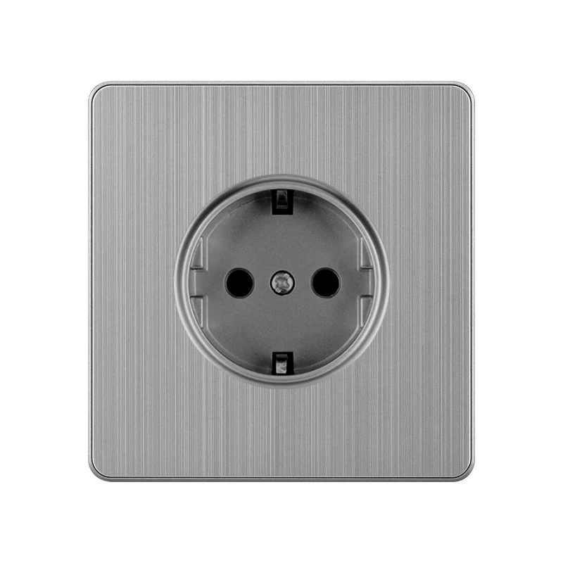 FIKO 86 147 European German French Italian two hole socket with switch and USB three color aluminum magnesium alloy panel