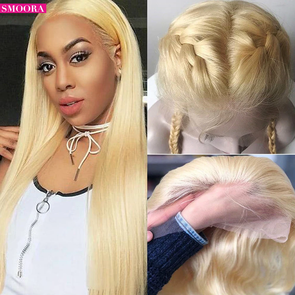 

13x4 30 32 Inch 613 Blonde Lace Front Wigs Human Hair Brazilian Straight Transparent Hd Lace Frontal Wig With Baby Hair Remy