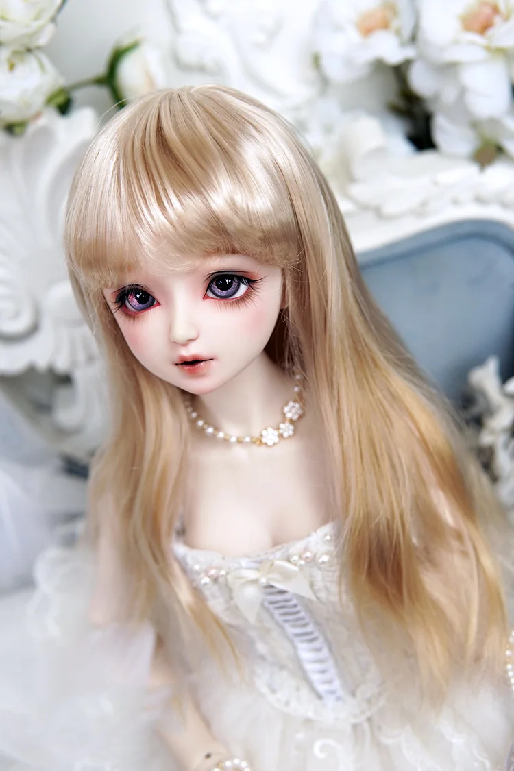 BJD Doll Wig for 1-3 1-4 1-6 size super-soft silk mixed color natural long hair doll accessories