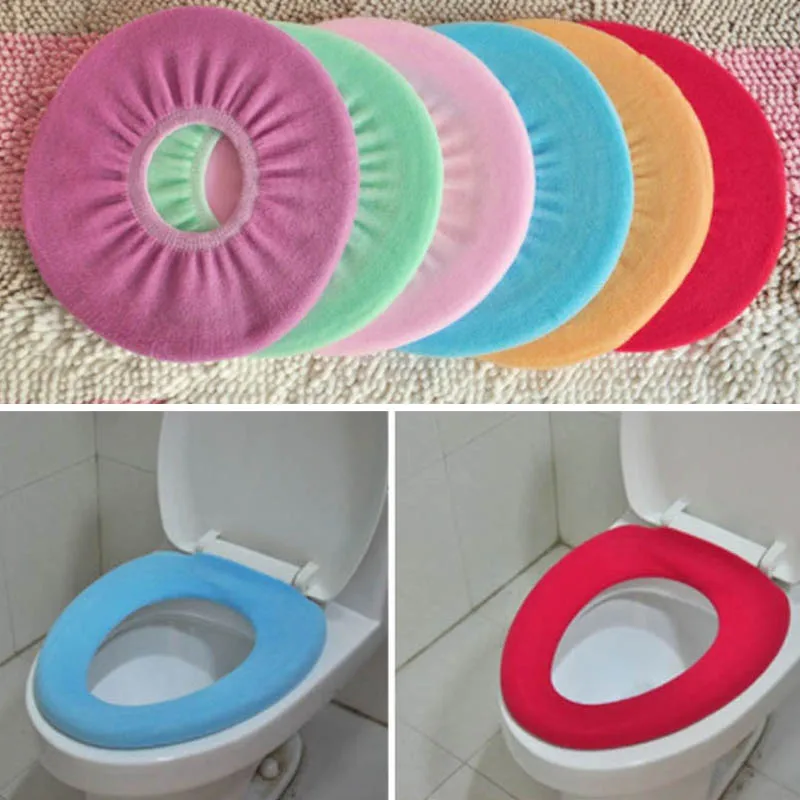 1Pcs Soft Cushion Random Colors Toilet Seat Cover Washable O-type Warm Closestool Protector Bathroom Decor