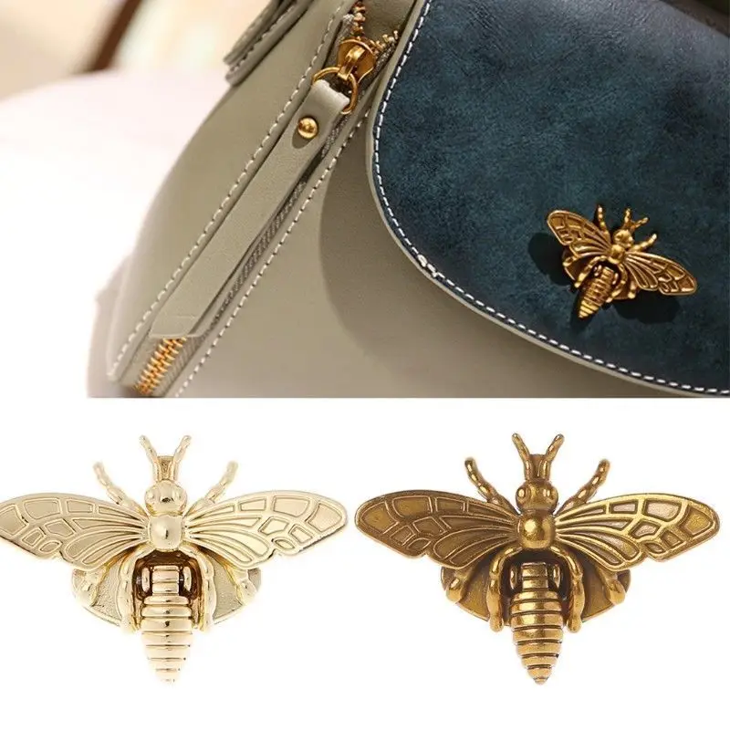 Metal Bee Shape Turn Lock Retro Fashion Bag Clasp Hardware for Leather Craft Bag Handbag Purse DIY Accessories