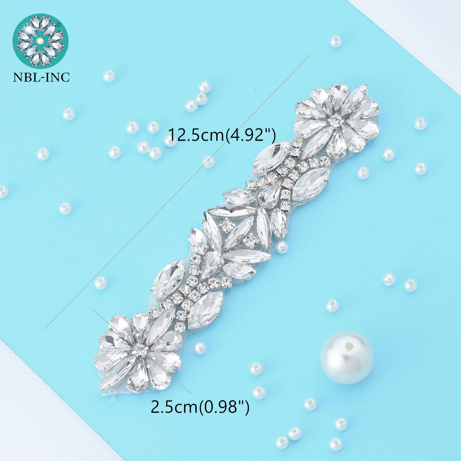 (30pcs) Wholesale customized crystal silver rhinestone applique beaded patch iron on for wedding dress shoe accessory WDD1148