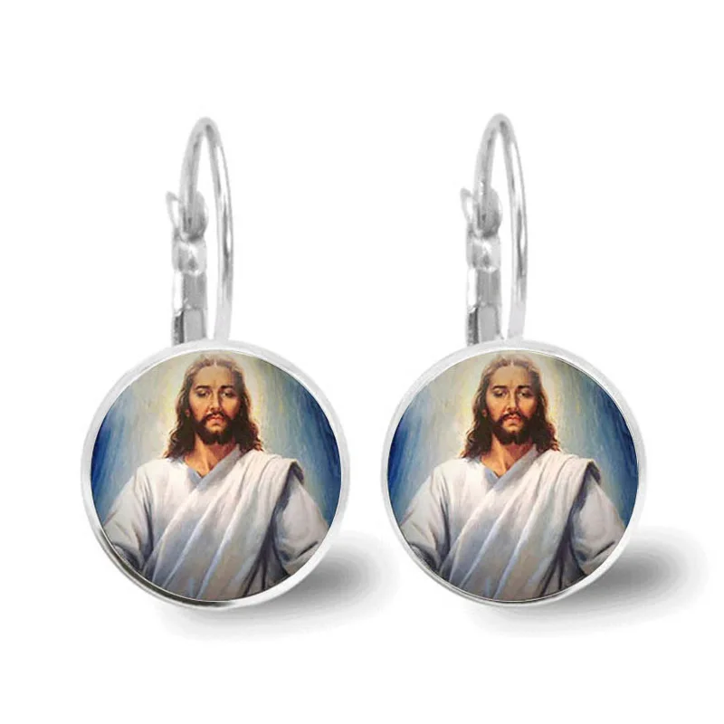 Christian Jesus Earrings Glass Dome Colored Earrings Women Girls Religious Jewelry Gift Wholesale Wholesale Transport