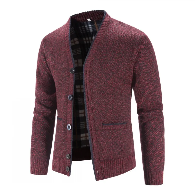 Cárdigan con cuello en V para hombre, chaqueta gruesa y cálida, informal, ajustada, talla 3XL, Invierno