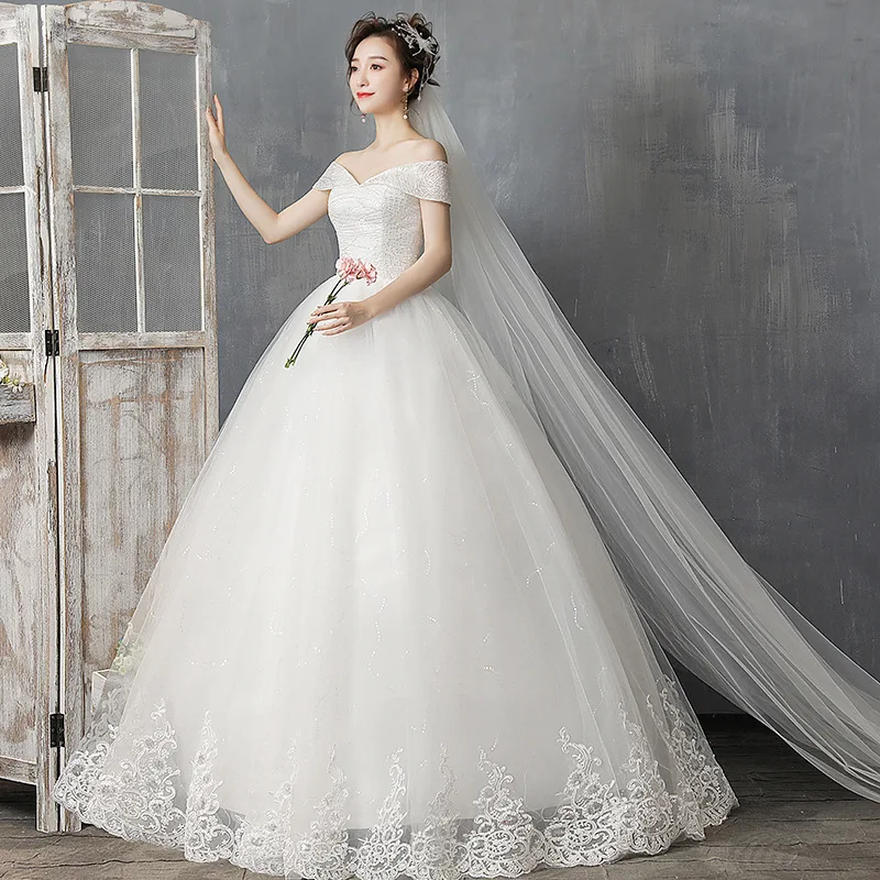 HMHS-70#Manufacturer's Direct Supply Of 2024 New Fashionable Korean Style Bridal Floor Length Sequin Wedding Dress Ball Gown