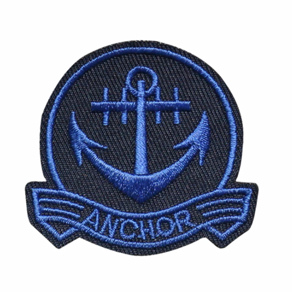 Custom Embroidery Patch Navy Blue Anchor Large Patch Nautical Ship Embroidered Iron On Applique